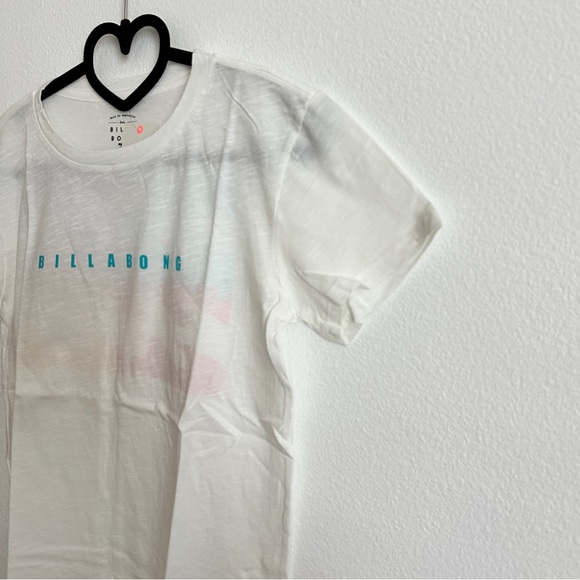 Billabong White Multicolor Graphic Short Sleeve Cotton Tee Size XS - Picture 4 of 9